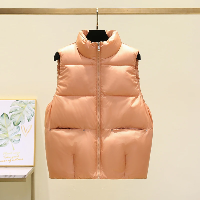 

Женский пуховой жилет KBAT 2022, толстый Свободный жилет на белом утином пуху, безрукавка на молнии, пальто без рукавов для женщин