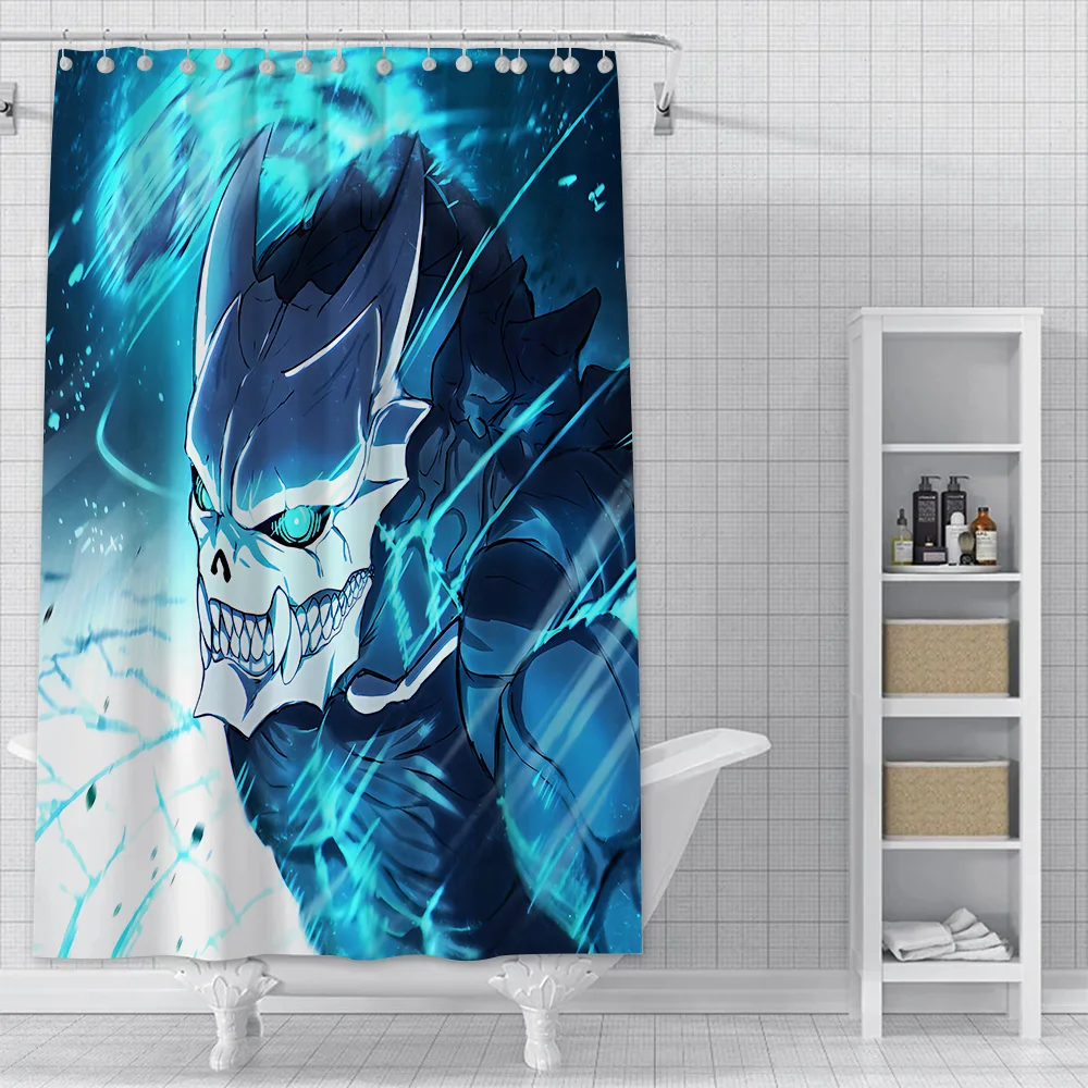 Занавеска для душа с рисунком Аниме K-Kaiju No.8 Водонепроницаемые Яркие шторы ванной