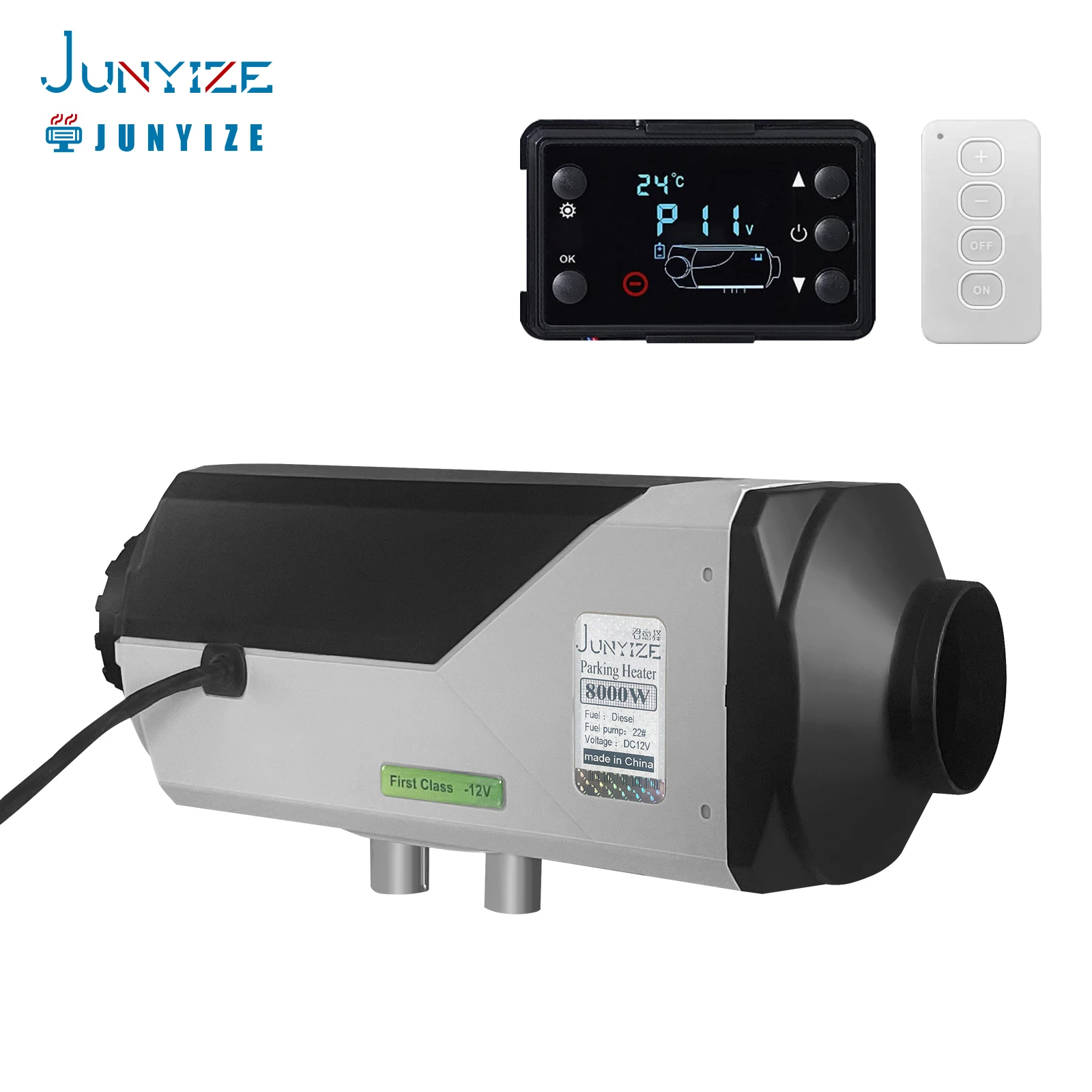 

JUNYIZE 8KW Car Diesel Air Parking Heater 12V 24V LCD Screen & Remote Control for Vehicle Truck Boat Bus RVs Trailer motorhome