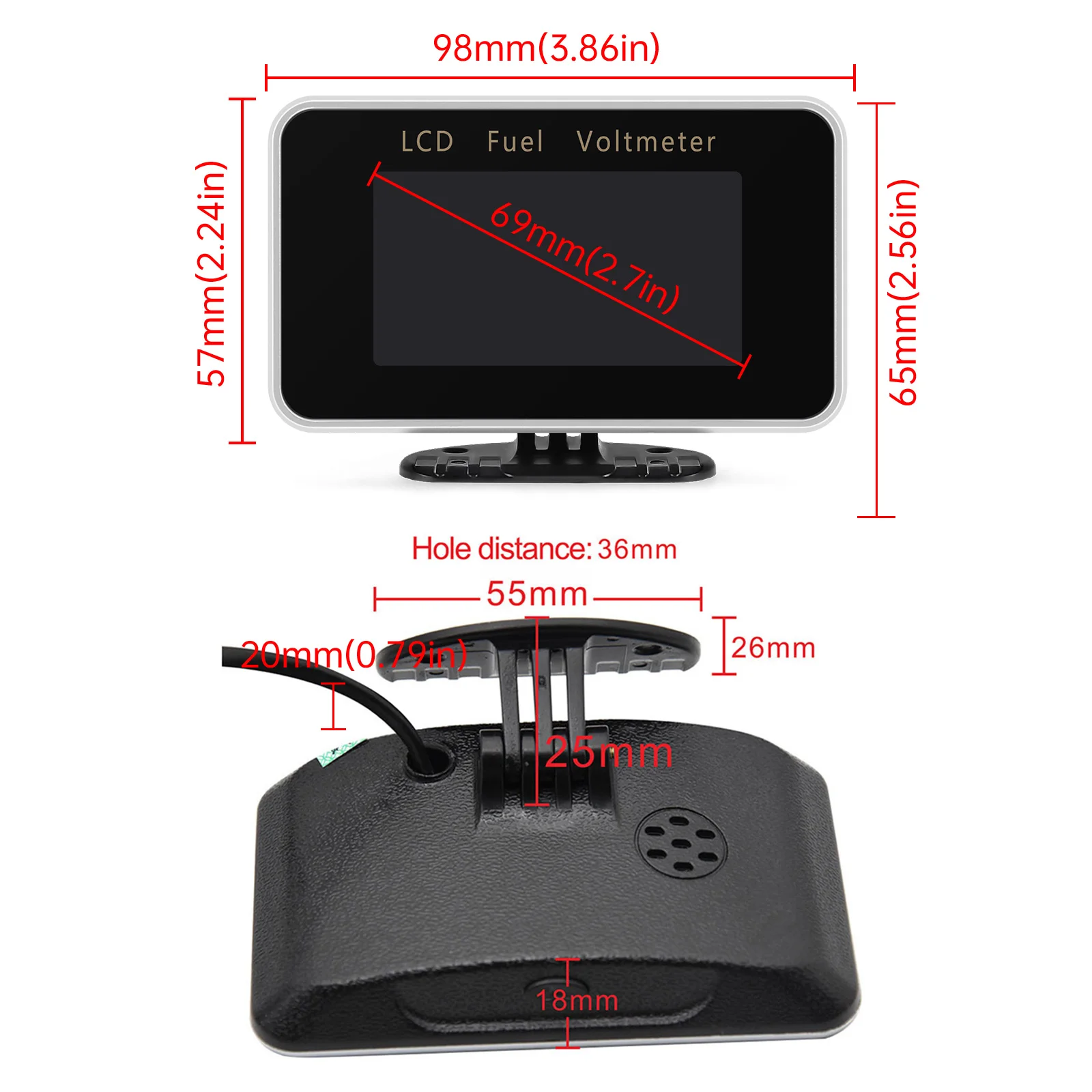 2 в 1 Автомобильный датчик уровня топлива + Вольтметр ЖК цифровой универсальный