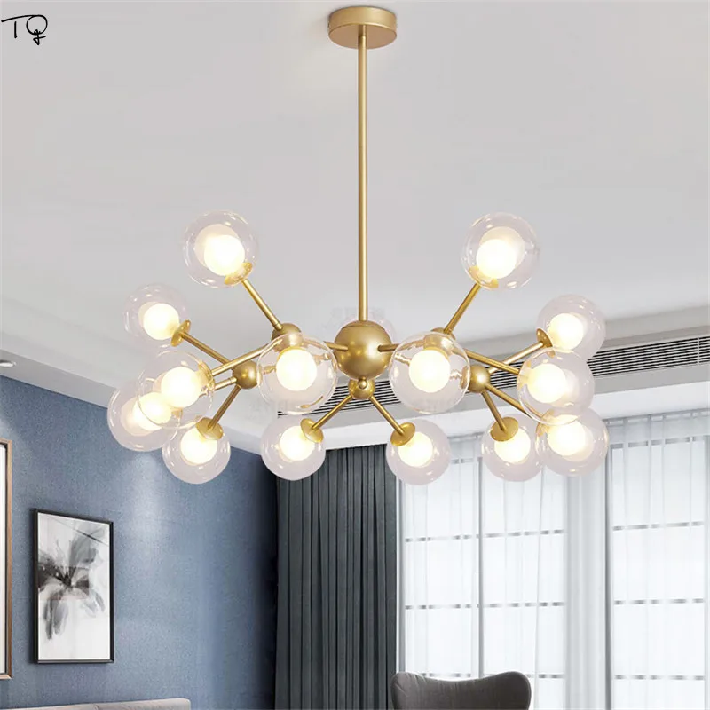 

Светодиодная люстра в виде стеклянного шара, уникальная лампочка в скандинавском и американском молекулярном стиле, в стиле постмодерн, для гостиной, столовой, спальни