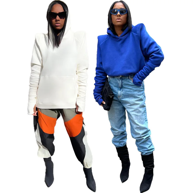 

Women hoodies casual solid hooded sweatershirt 7737