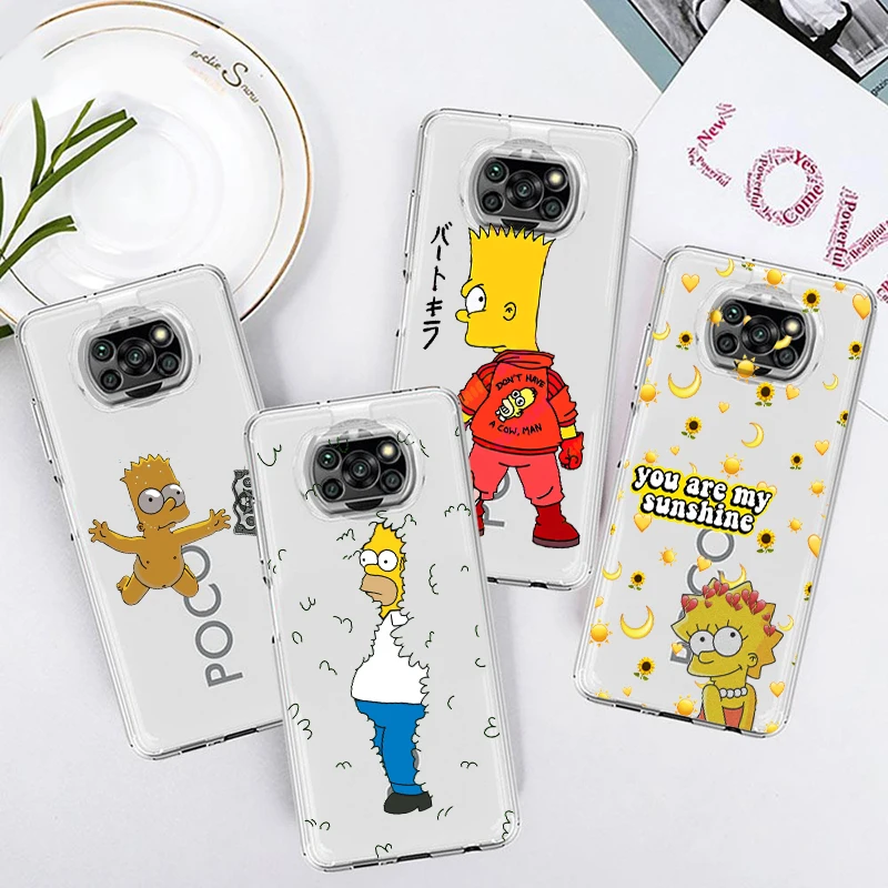 

Transparent Cover Disney Simpsons Bart Cute Phone Case For Xiaomi Mi Poco X4 X3 NFC F4 F3 GT M4 M3 M2 X2 F2 Pro C3 C40 C3 5G