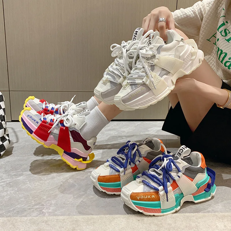 

Женские кроссовки из микрофибры на платформе, удобные кроссовки на шнуровке, повседневная обувь для тренировок, 2023