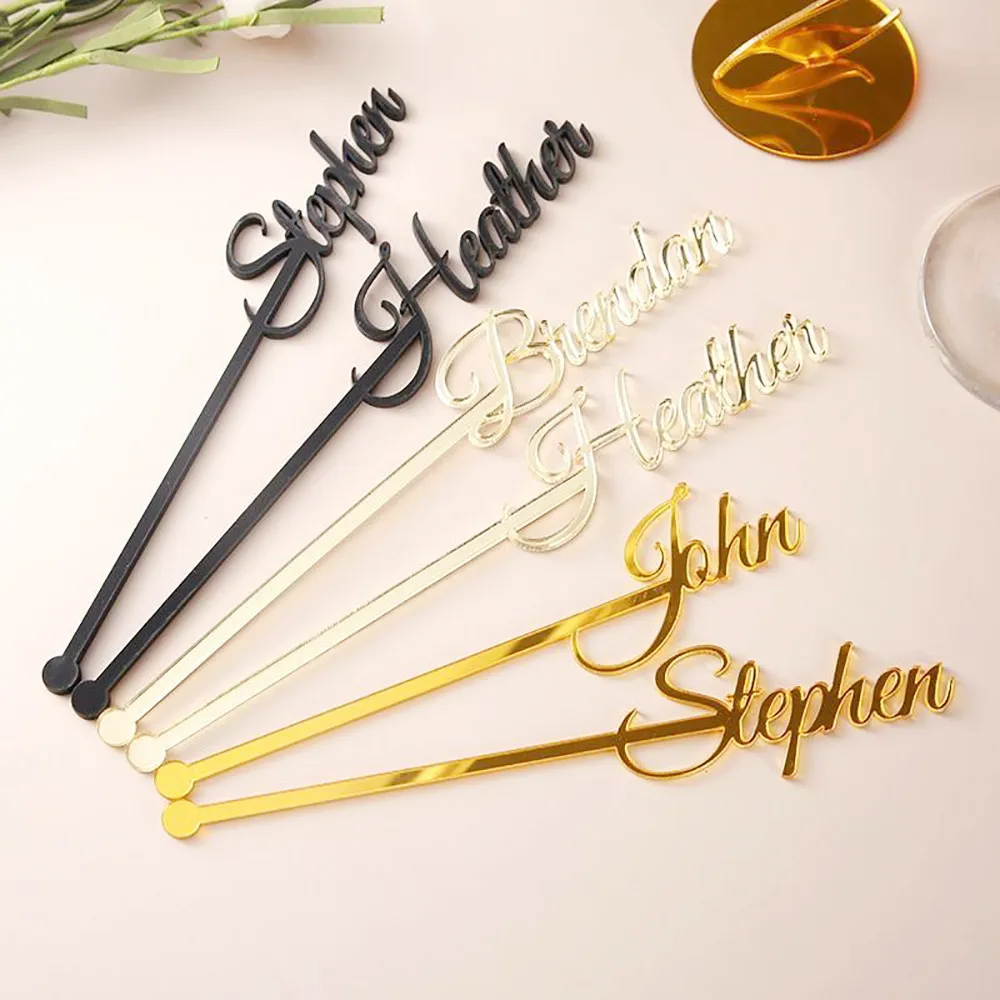 

20Pcs Personalized Stir Sticks Acrylic Drink Stirrers Custom Wedding Birthday Drink Party Picks Engraved Swizzle Stick