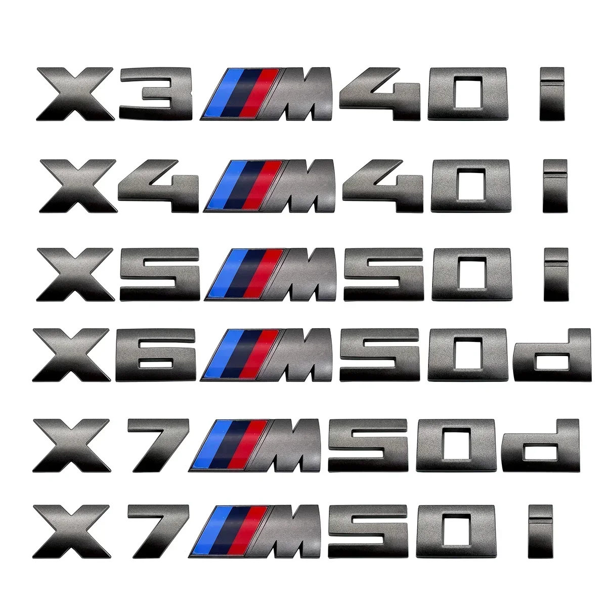 

Серая эмблема для BMW X3M X4M X5M X6M X7 M Power Emblems Значок логотипа 40i 40d 50i 50d 60d 60i ABS Задний логотип Автомобильные аксессуары