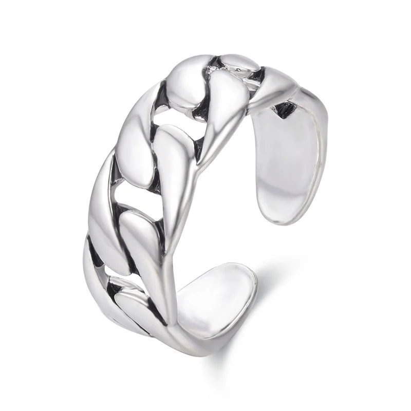 Винтажные открытые кольца в ретро-стиле серебряный цвет широкая цепь панцирного