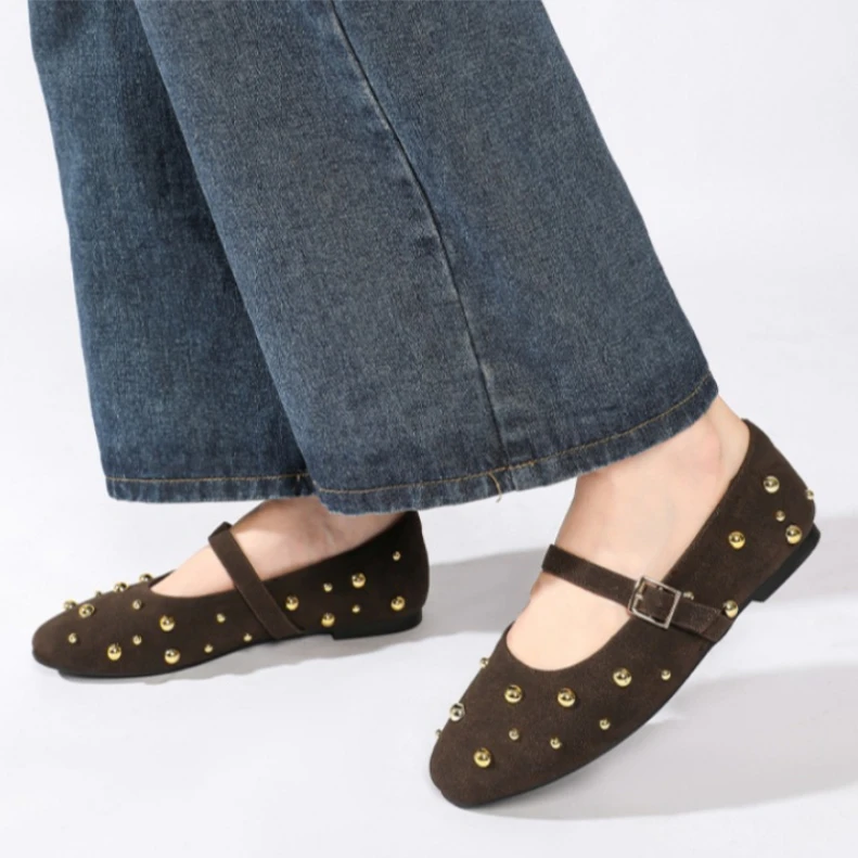 Женские туфли Мэри Джейн с круглым носком на металлической подошве