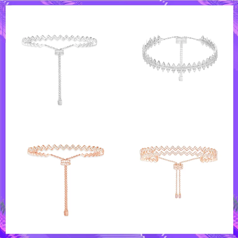 

Yumm S925 Sterling Silver Double Wave Diamond Set Geometric Adjustable Bracelet for Girls' Minimalist Birthday Fashion Jewelry