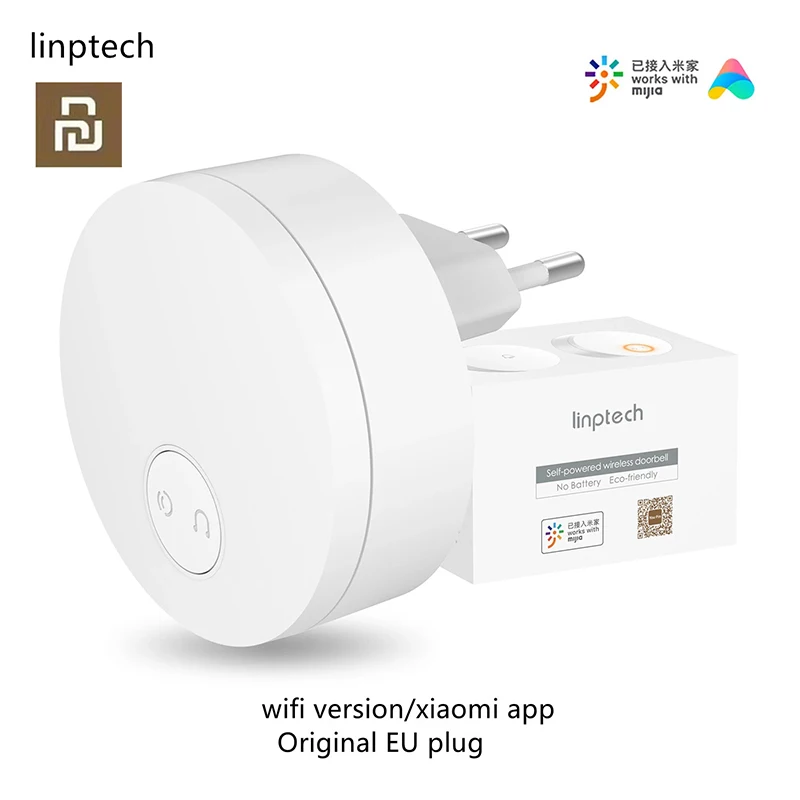 

Youpin Linptech batter-free WIFI Self-power-generating Wireless Doorbell Work tuya APP Smart Control Memory Function
