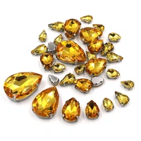 golden yellow hot sale 20pcsbag drop shape mix size sparkling gem crystal glass stone sewing rhinestones for diy jewelry making