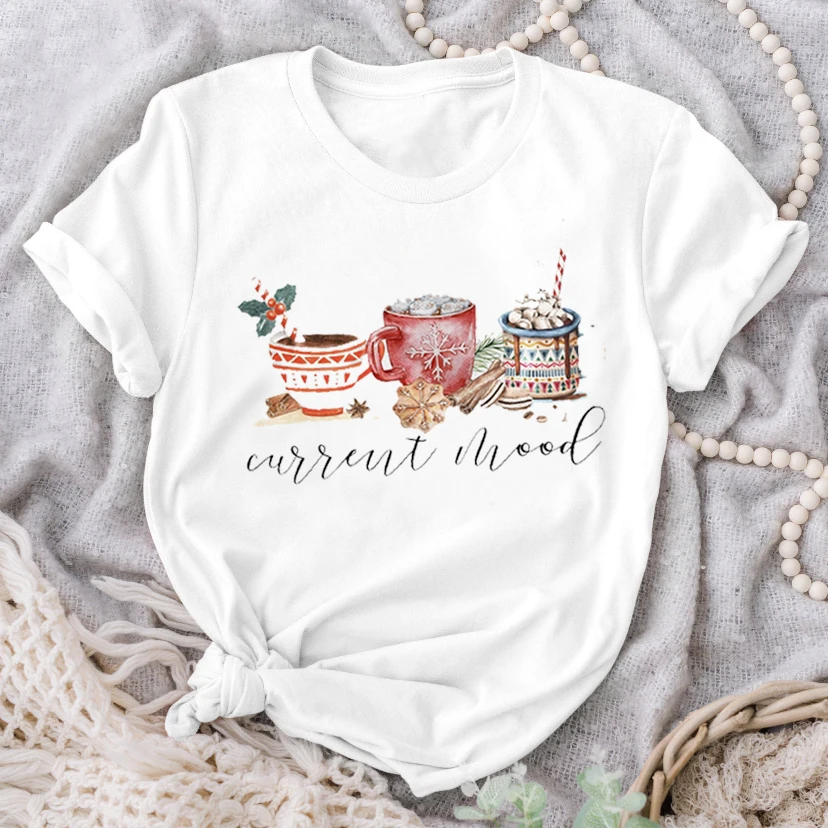 

Простая и универсальная Милая футболка Ullzang, Рождественская Милая футболка с мультяшным принтом в стиле 90-х, забавная Свободная Повседневна...