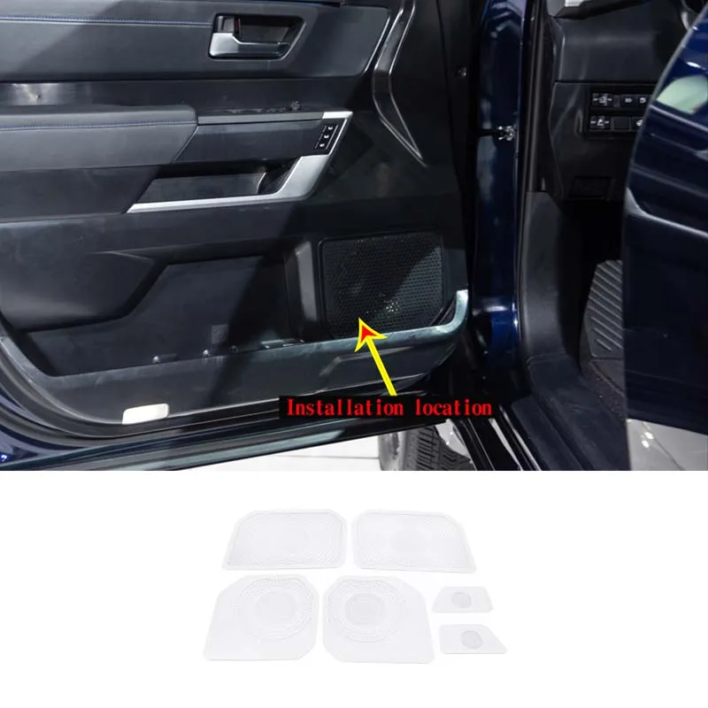 

Car Audio Speaker Cover Trim Door Loudspeaker Cover Trim Auto Accessories Interior For Toyota Tundra 2022-2023 Stainless Steel