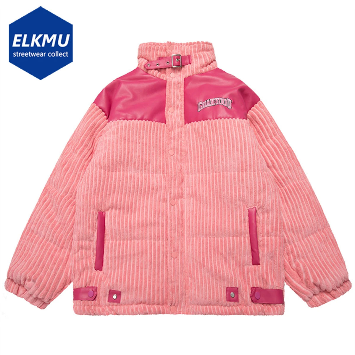 

Винтажные вельветовые парки, зимние Утепленные Пальто с вышивкой, кожаные комбинированные мягкие Пузырьковые куртки, уличная одежда в стил...