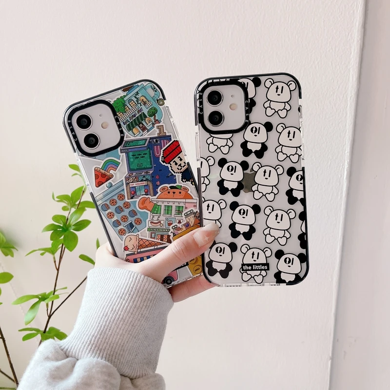 

Ins Funny Cute Cartoon Animal Sticker Korea Phone Case For iPhone 11 12 13 Pro Max Xr Xs Xs Max 7 8 Puls Mini SE Soft TPU Cover