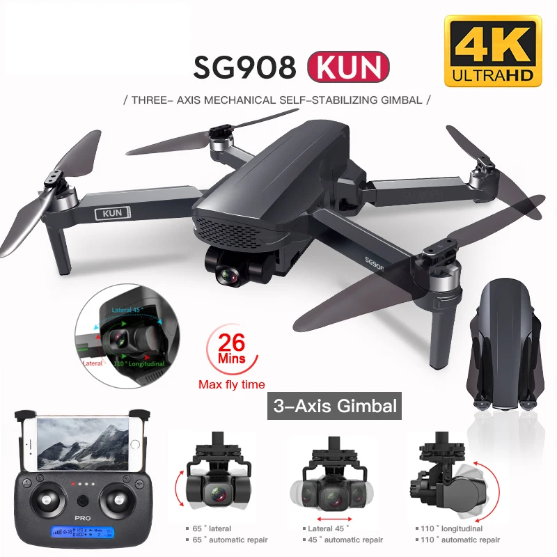 

SG908 GPS Drone 4K Profesional with WiFi HD Camera 3-Axis Gimbal Mini Dron Foldable Quadcopter distance 1.2km VS SG906 MAX