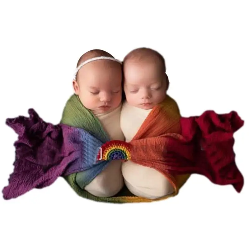

Rainbow Color Newborn Photography Props Baby Wraps Photo Shooting Accessories Photograph Studio Blanket Backdrop Elastic Fabric