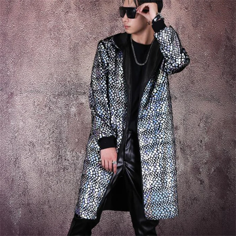 Крутые мужские куртки с синей шкалой длинные пальто атмосферная накидка для