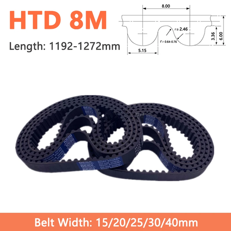 

Ремень ГРМ HTD 8 м, ширина 15, 20, 25, 30, 40 мм, резиновый ремень синхронного привода с замкнутым циклом, длина 1192, 1200, 1208, 1216-1272 мм, 1 шт.
