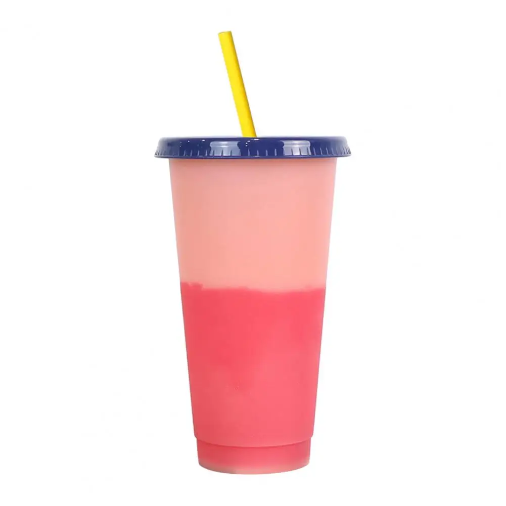 

Отдельно стоящая пластиковая бутылка для воды, 710 мл, меняющая цвет, с соломинкой