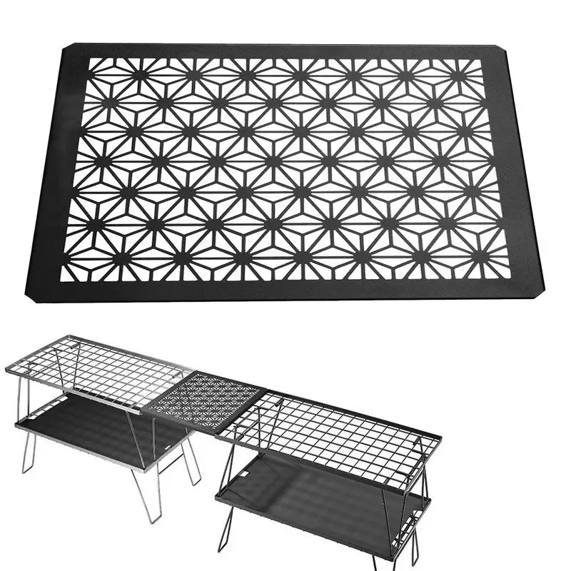 

Table Auxiliary Tray Aluminum Alloy Table Desk Top Plate Black Leaf Pattern Multi-purpose Auxiliary Tray Support Camping Table