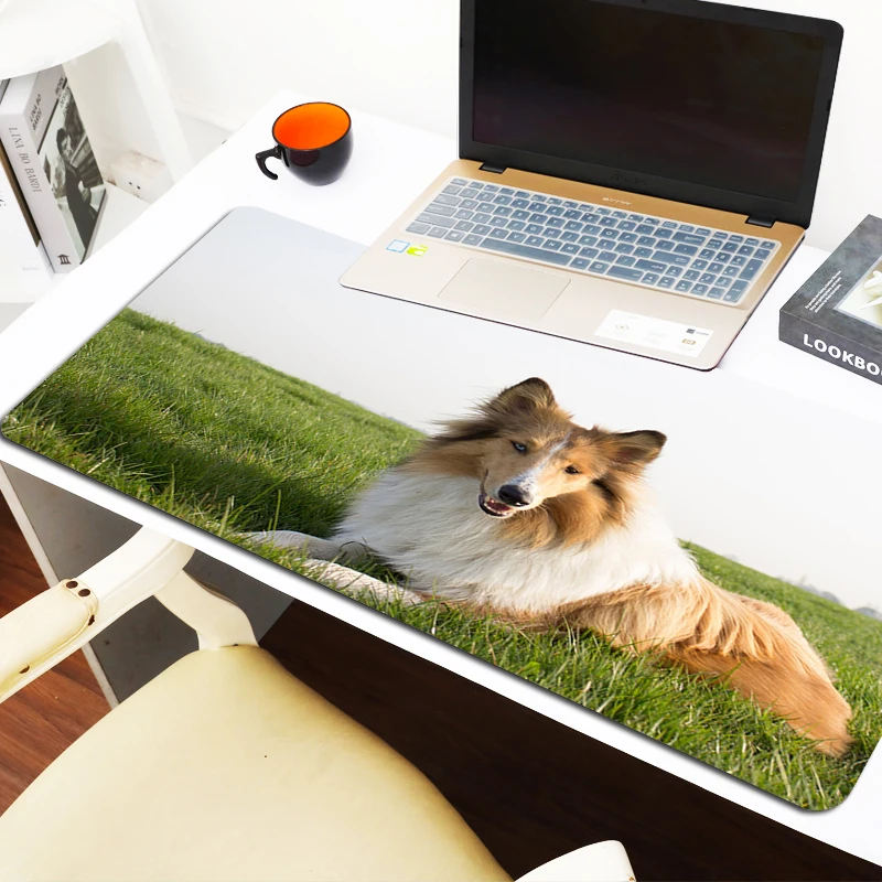 

Cute Mouse Pad Anime Collie Desk Mat Gamer Cabinet Games Gaming Accessories Computer Desks Mousepad Keyboard Mats Office Pc Xxl