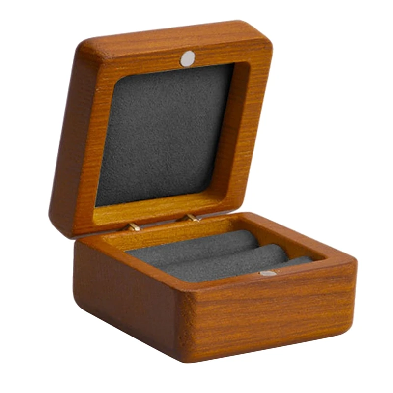 

Solid Wood Microfiber Ring Organizer Case Earring Display Box Jewelry Prop Storage Showcase Jewelry Box