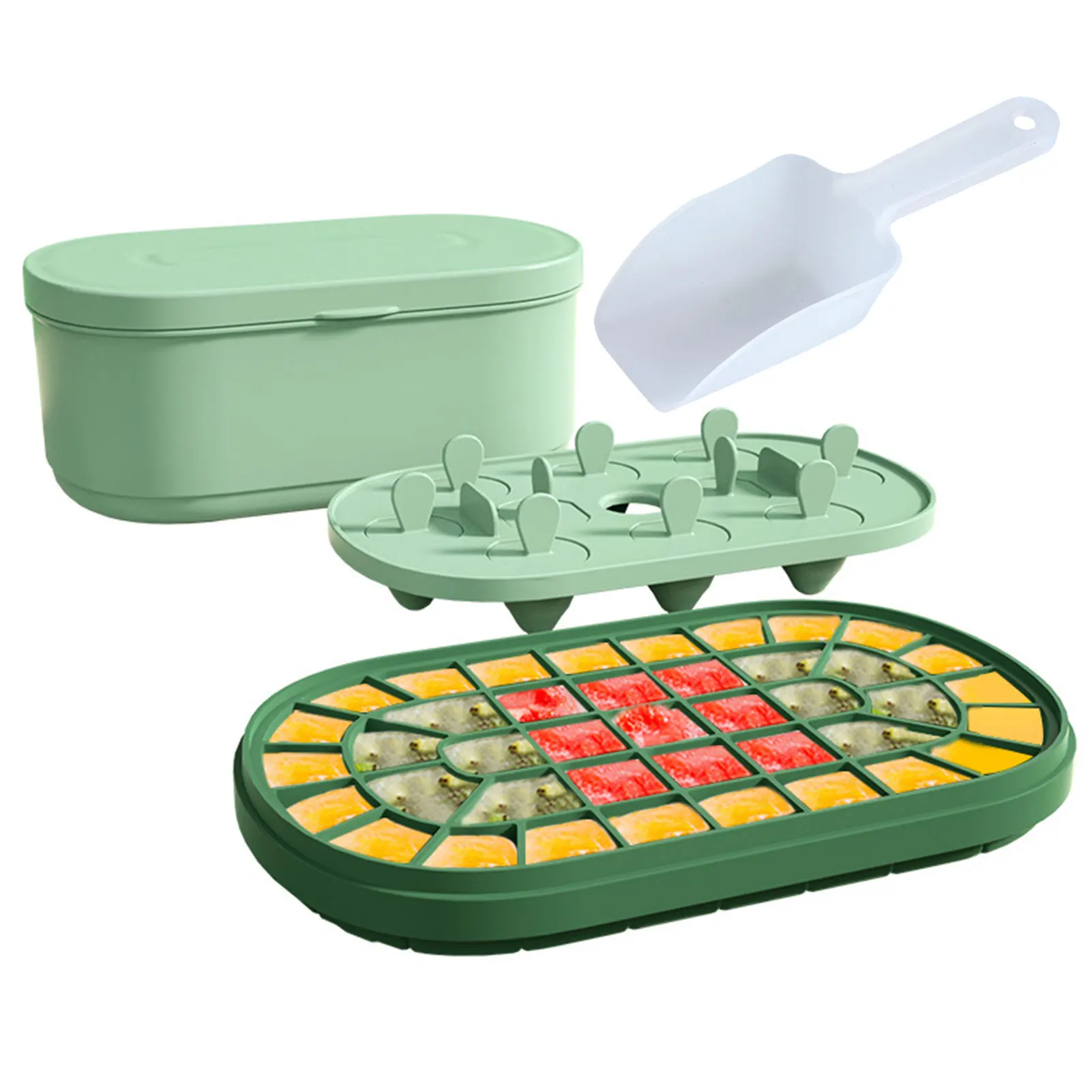 

Лоток для льда с крышкой, силиконовые лотки для льда, форма для льда с контейнером для мороженого, виски, колы, легко снимается