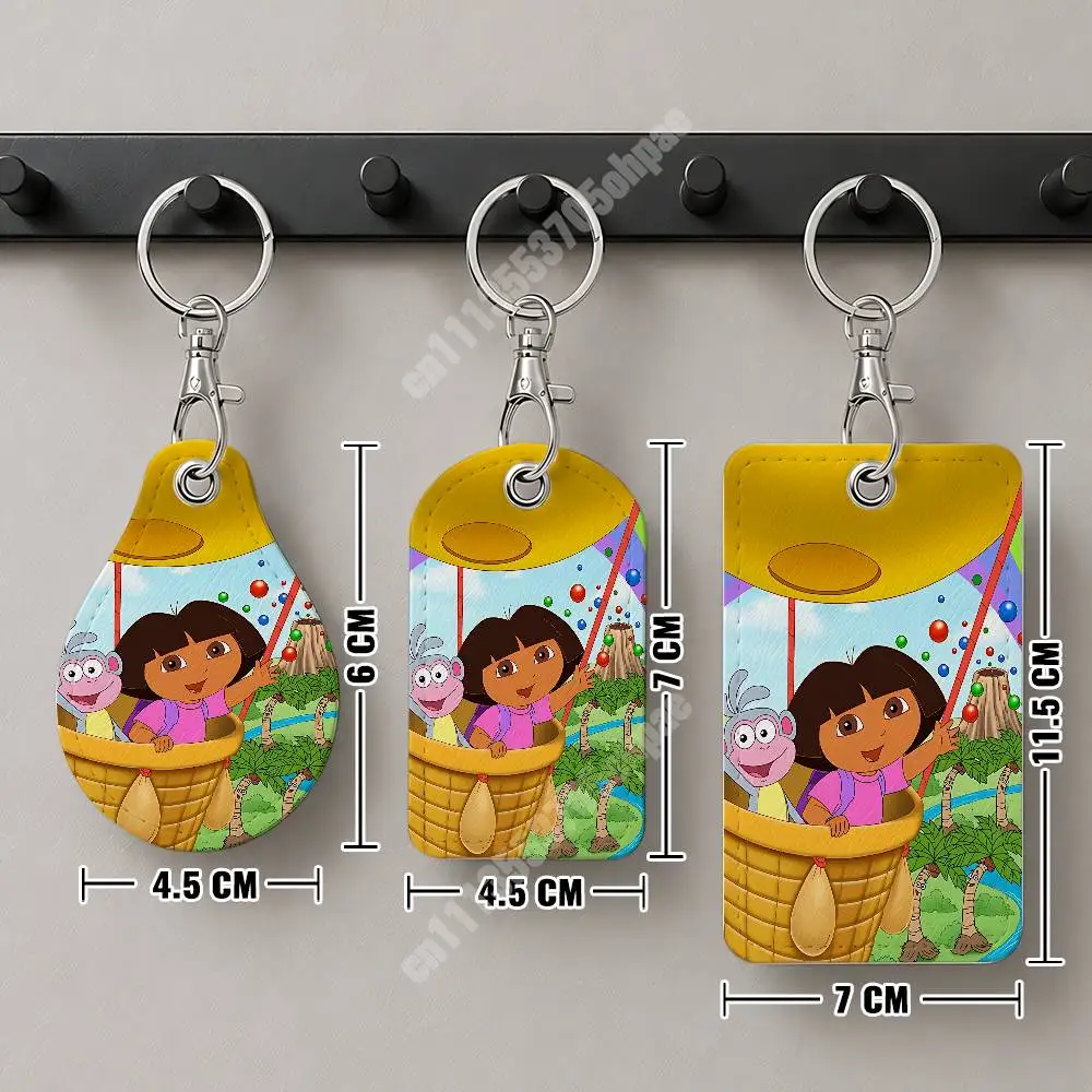 Фото Кожаный брелок-картхолдер Dora The Explorer для детей с мультяшным дизайном для Airtag и пропускных карт, современный чехол для проездного на автобус №4