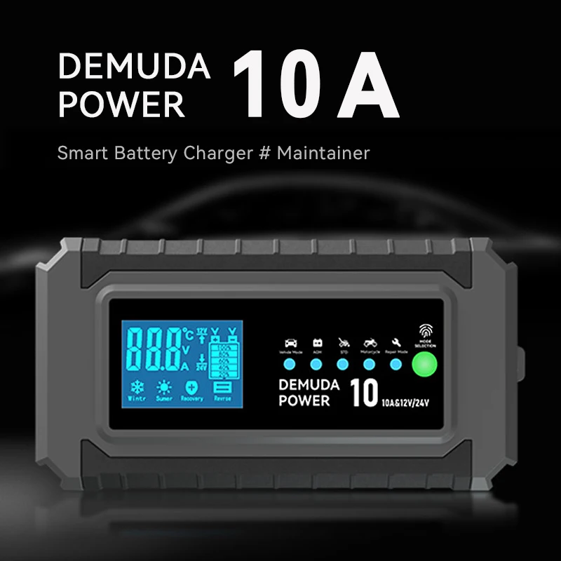 

10A 12V Car Battery Charger Automotive Battery Charge 24V AGM GEL WET Lead Acid For Auto Motorcycle Truck SUV Van LCD Display