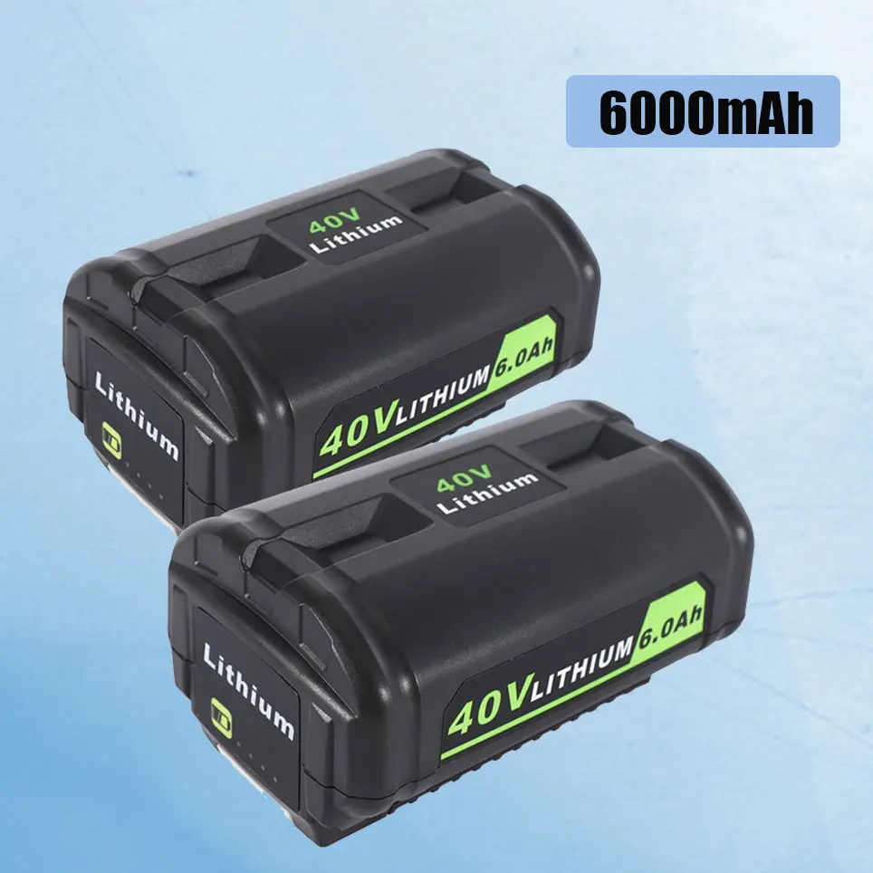 

2022 40V 6000mAh Li-Ion Replacement Battery for Ryobi OP4050 OP4050A OP4026 OP4040 RY40200 RY40403 RY4050 Power Tool Batteries