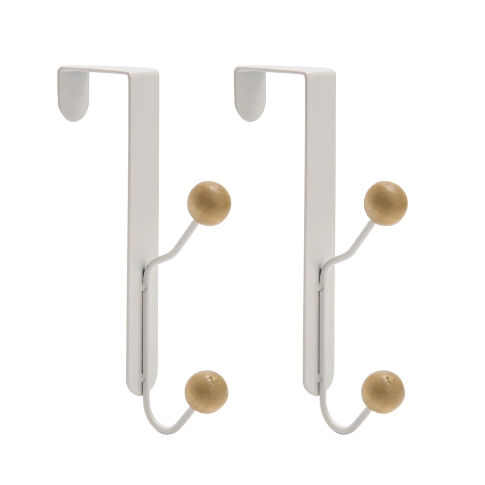 

2pcs Double Hanger Bathroom Kitchen Door Hook Storage Multifunction Home Organizer Bedroom Porch Towel White Punch Free Clothes