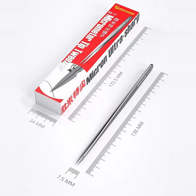 

KA-11 Special Pointed Manual Micrometer Tweezers Non-magnetic Anti-adsorption Precision Electronic Maintenance Tool