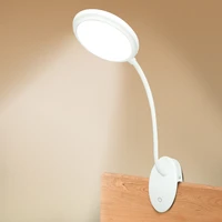 usb rechargeable led clamp desk lamp gooseneck touch dimming clip on reading light for book bed and computer 3 color modes