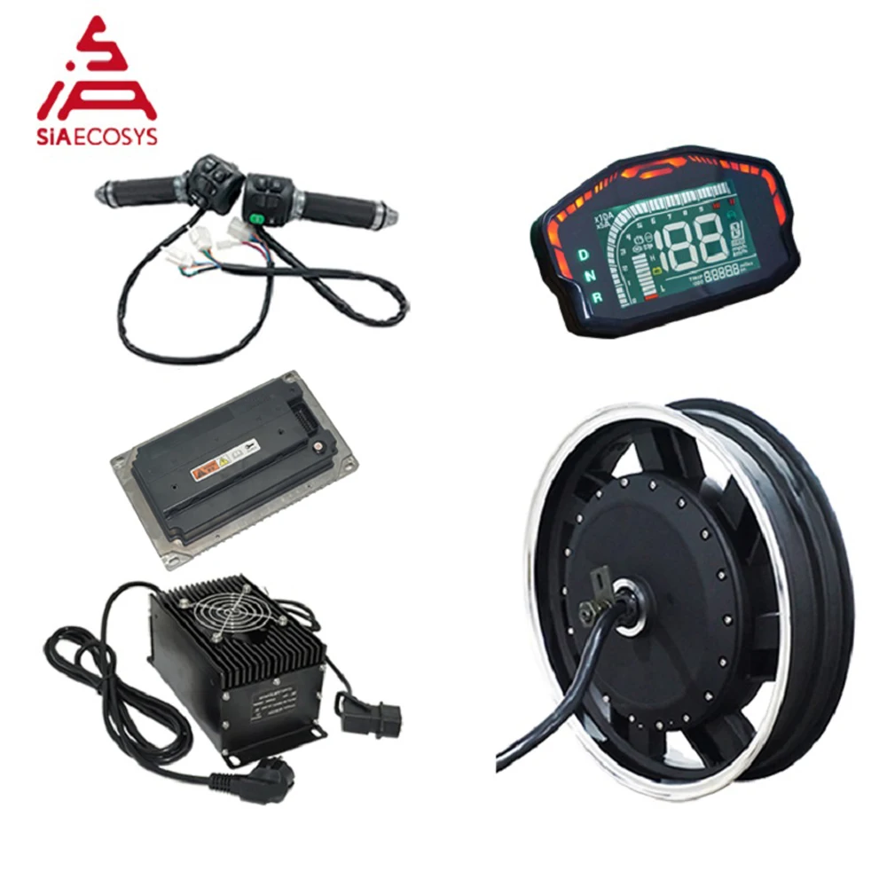Фото Комплекты и контроллеры SiAECOSYS 6000W 72V 110kph V3 с мотор-колесом EM200-2SP для высокоскоростных электромотоциклов №1