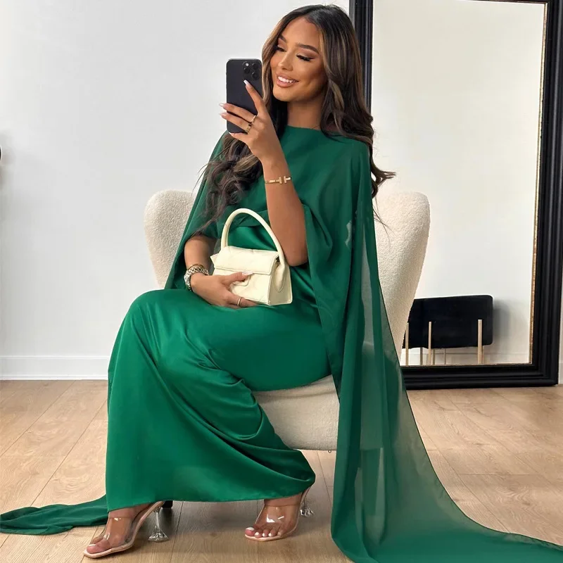 Женское шифоновое платье с круглым вырезом