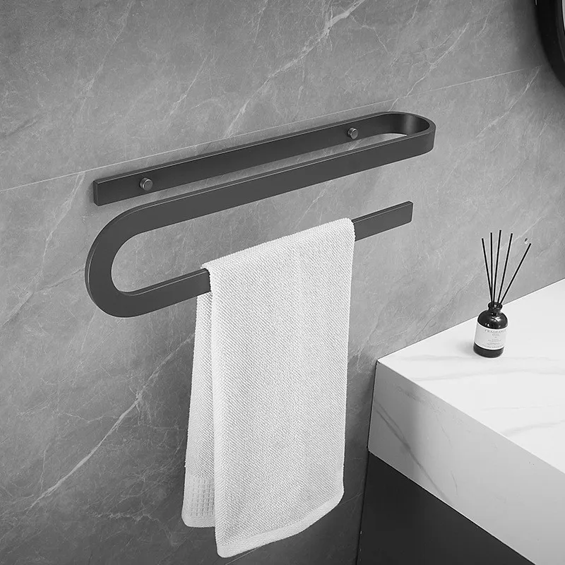

Towel Holder Twisted Bathroom Towels Bracket Hanger Black Aluminium Wall Mounted Towel Bar Bathroom Accessories
