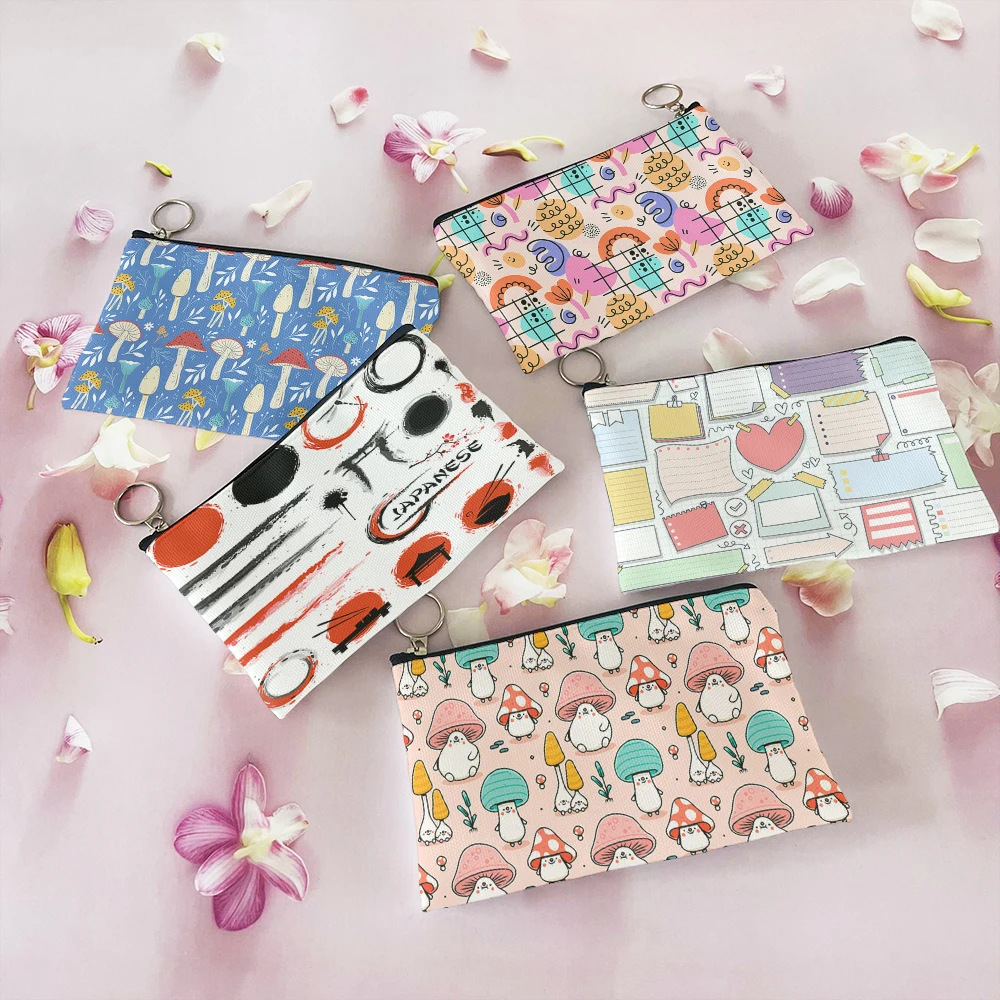 

Cartoon Colorful Women Coin Purse Novelty Fashion 3D Printing With Zipper Portable Travel Storage Small Makeup Bag Birthday Gift