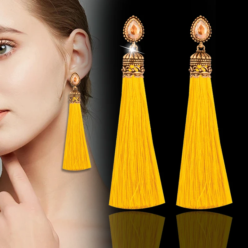 

LEEKER Fashion 11 Colors Waterdrop Stone 8cm Tassels Earrings For Women Female Boho Earring Vintage Party Jewelry Gift ZD1 XS2