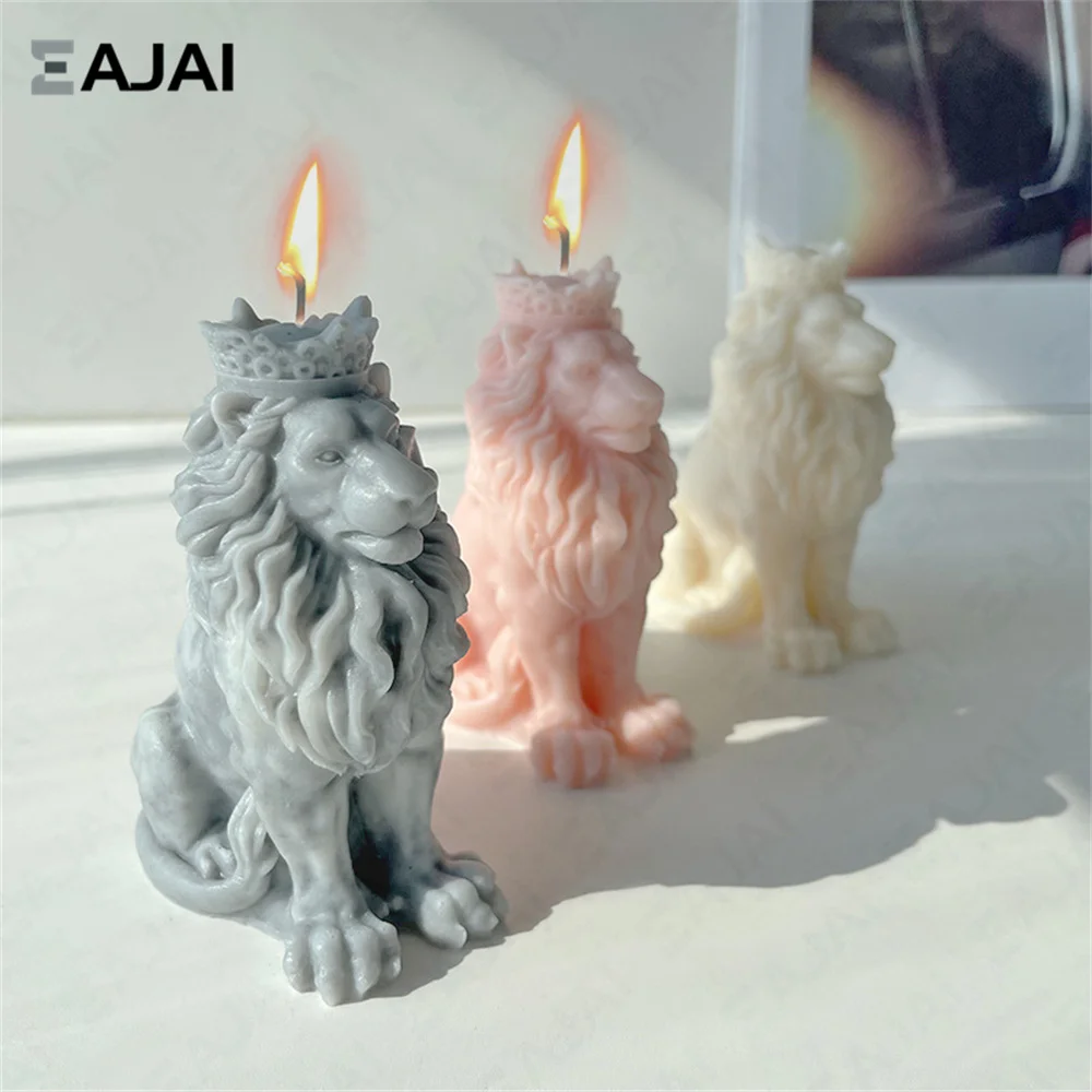 

3D Lion King Silicone Candle Mold DIY Animal Shape Soap Resin Plaster Making Set Chocolate Ice Mould Desktop Home Decor Gifts