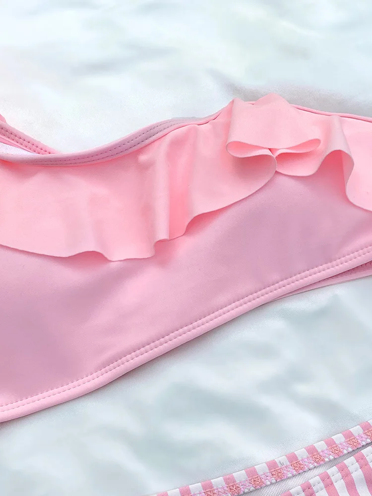 Купальник COOBBU с оборками купальник высокой талией Женский цельный костюм на одно