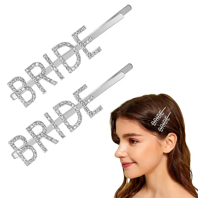 

2pcs Bachelorette Party Hair Clips Bride Hair Piece Women Hair Clips Rhinestone Hair Pin Accessories
