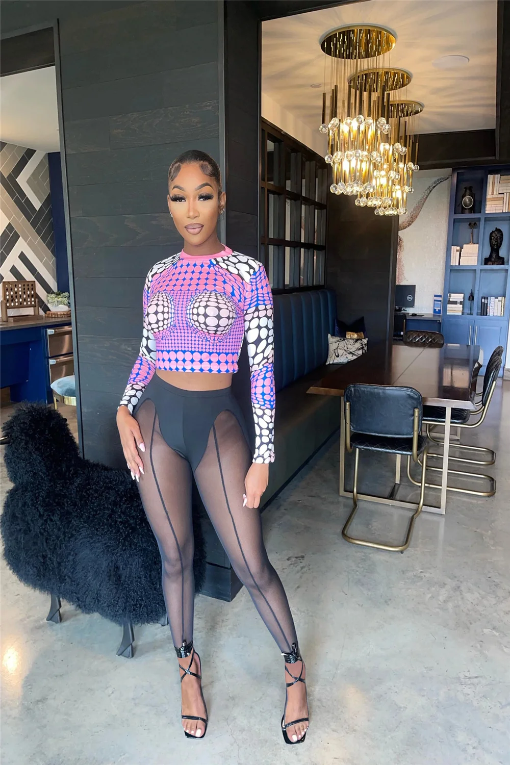 Сексуальный комплект из двух предметов Женский Модный укороченный Топ с длинным