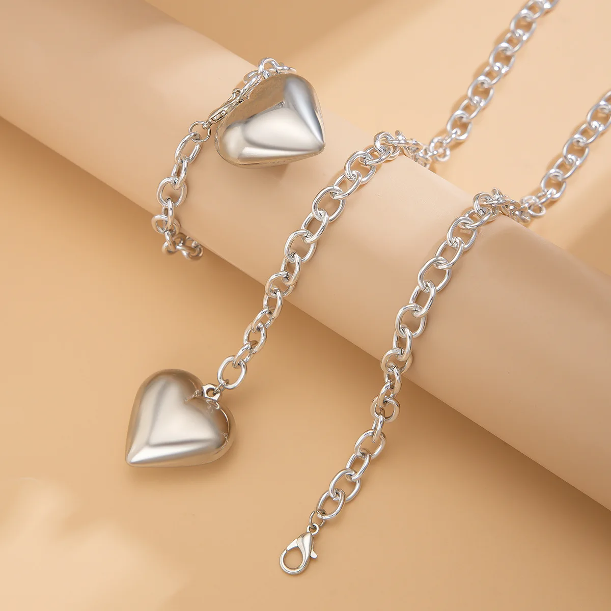 Большой CCB сердце кулон ювелирные наборы ожерелье браслет геометрическая