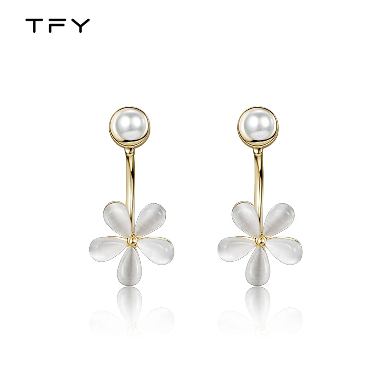 

YY Unique Pearl Stud Earrings Female Flower Earrings New Earrings