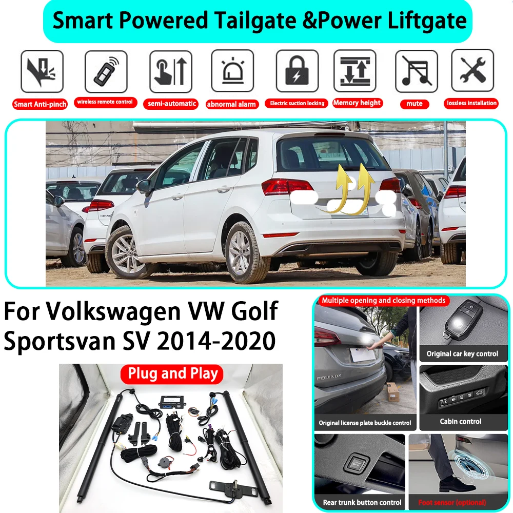 Фото Для Volkswagen VW Golf Sportsvan SV 2014-2020: Комплект электропривода автоматического открывания/закрывания багажника (OEM) с функцией закрытия ключом №1