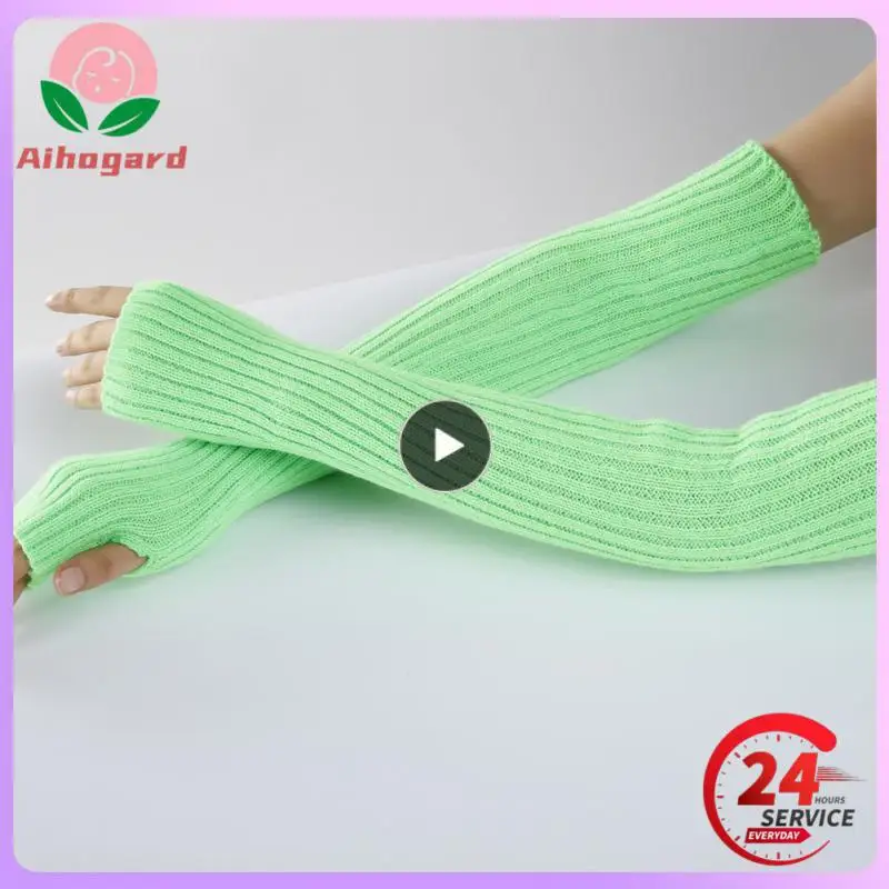 

Трикотажные длинные перчатки, теплые, искусственная кожа, теплые, для детей и взрослых, для защиты от холода, перчатки без пальцев