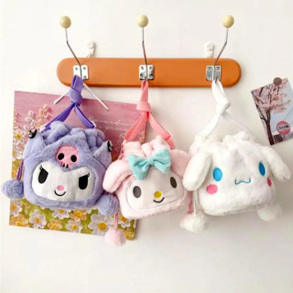 

Аниме Kawaii Kuromi Mymelody Cinnamoroll, милая сумочка, Женский кошелек для монет, сумка через плечо для девушек, сумка для телефона, плюшевая игрушка, рожд...