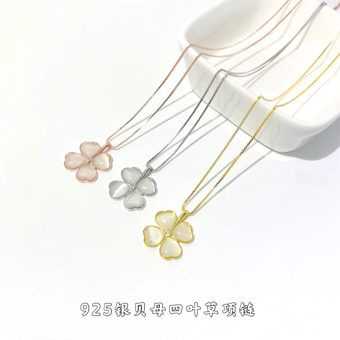 

2022 Irregular four leaf clover Necklace For Women 925 Sterling Silver Jewelry For Women Chain Birthday free shipping