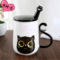 big 450ml coffee mug cute cat ceramic mug spoon set interesting cat design office and home use water cups